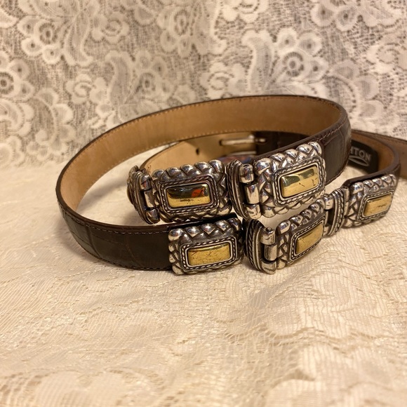 Vintage Brighton Leather Belt with Gold and Silver Accent Designs - Picture 3 of 9